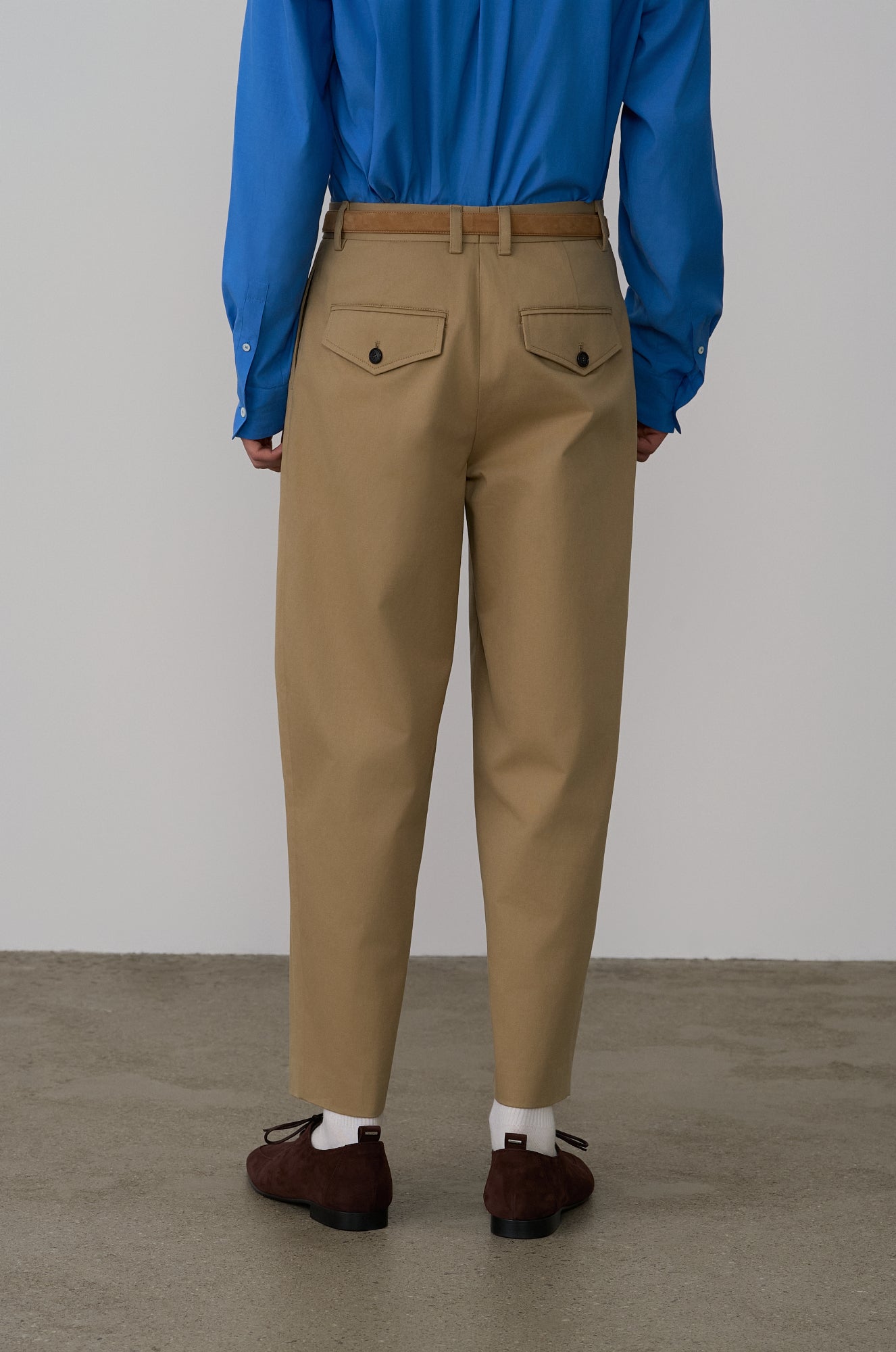 COTTON DOUBLE TUCKED PANTS