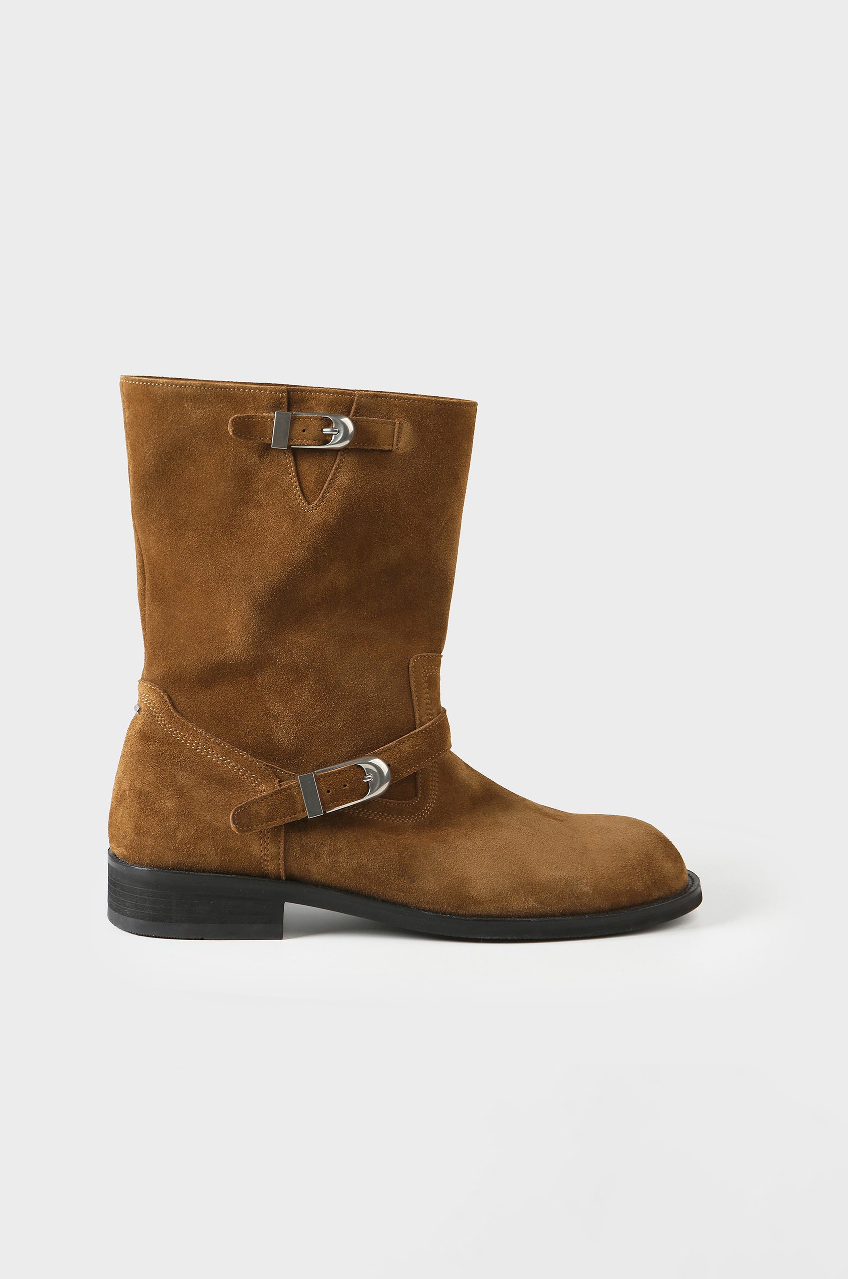 Washed Leather Mid-Calf Boots