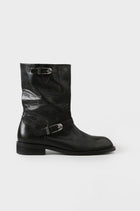 Washed Leather Mid-Calf Boots