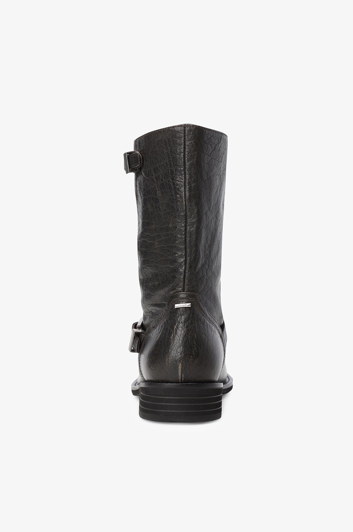 Washed Leather Mid-Calf Boots