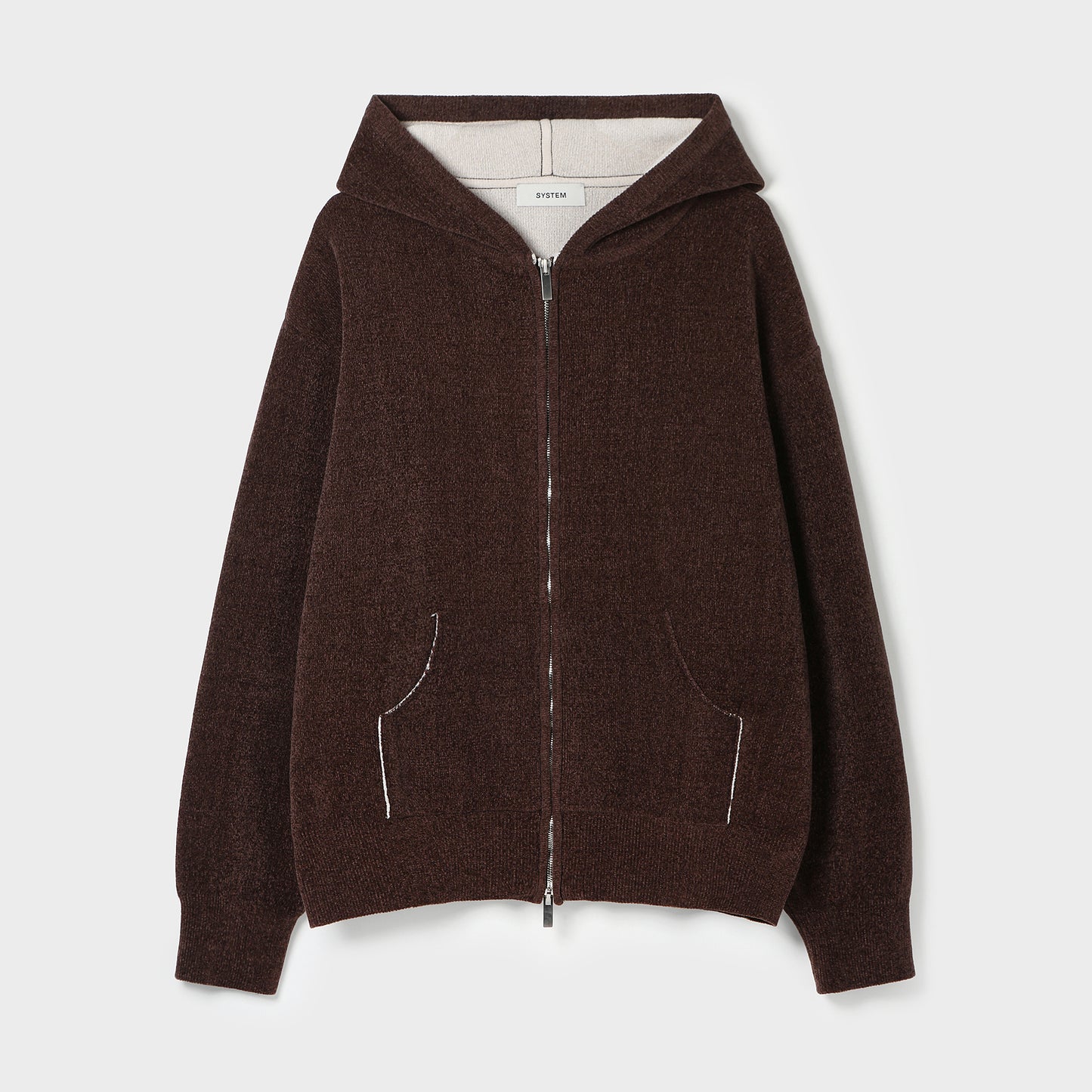 VELVET ZIP-UP KNIT CARDIGAN