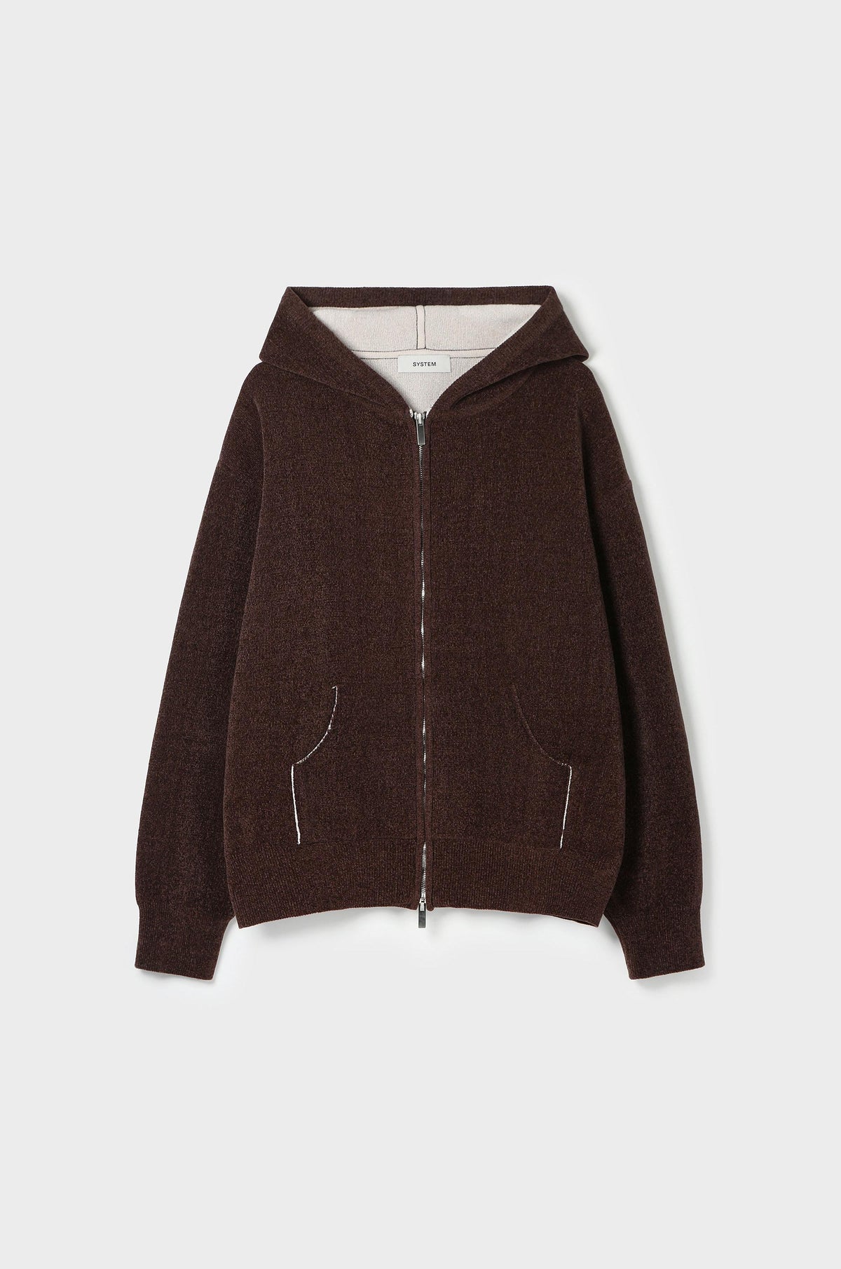VELVET ZIP-UP KNIT CARDIGAN