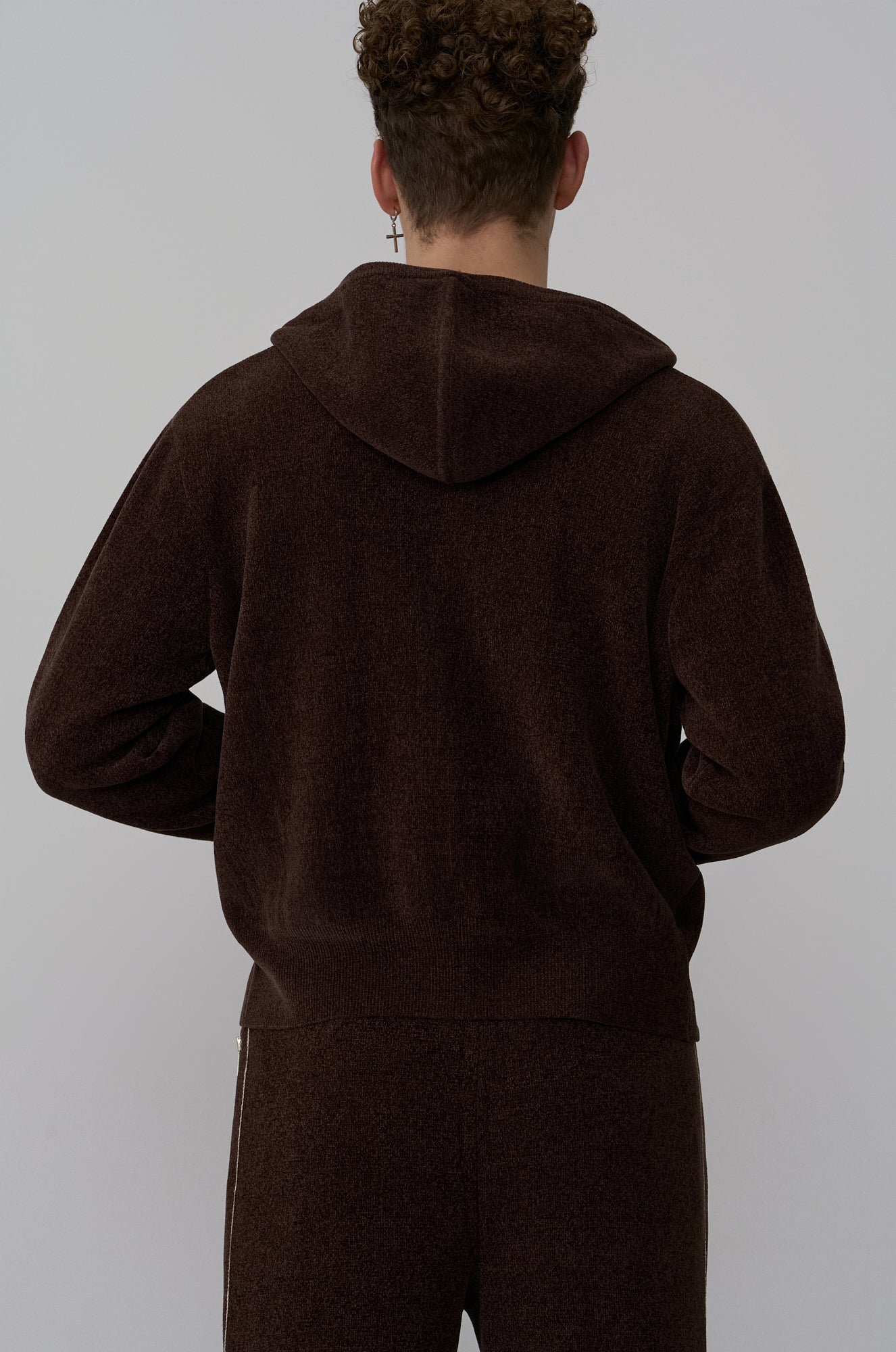 VELVET ZIP-UP KNIT CARDIGAN