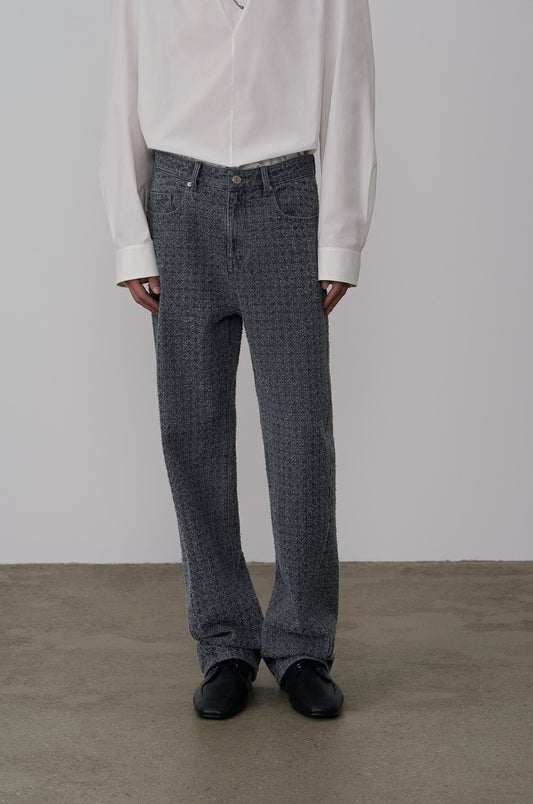 TEXTURED DENIM PANTS