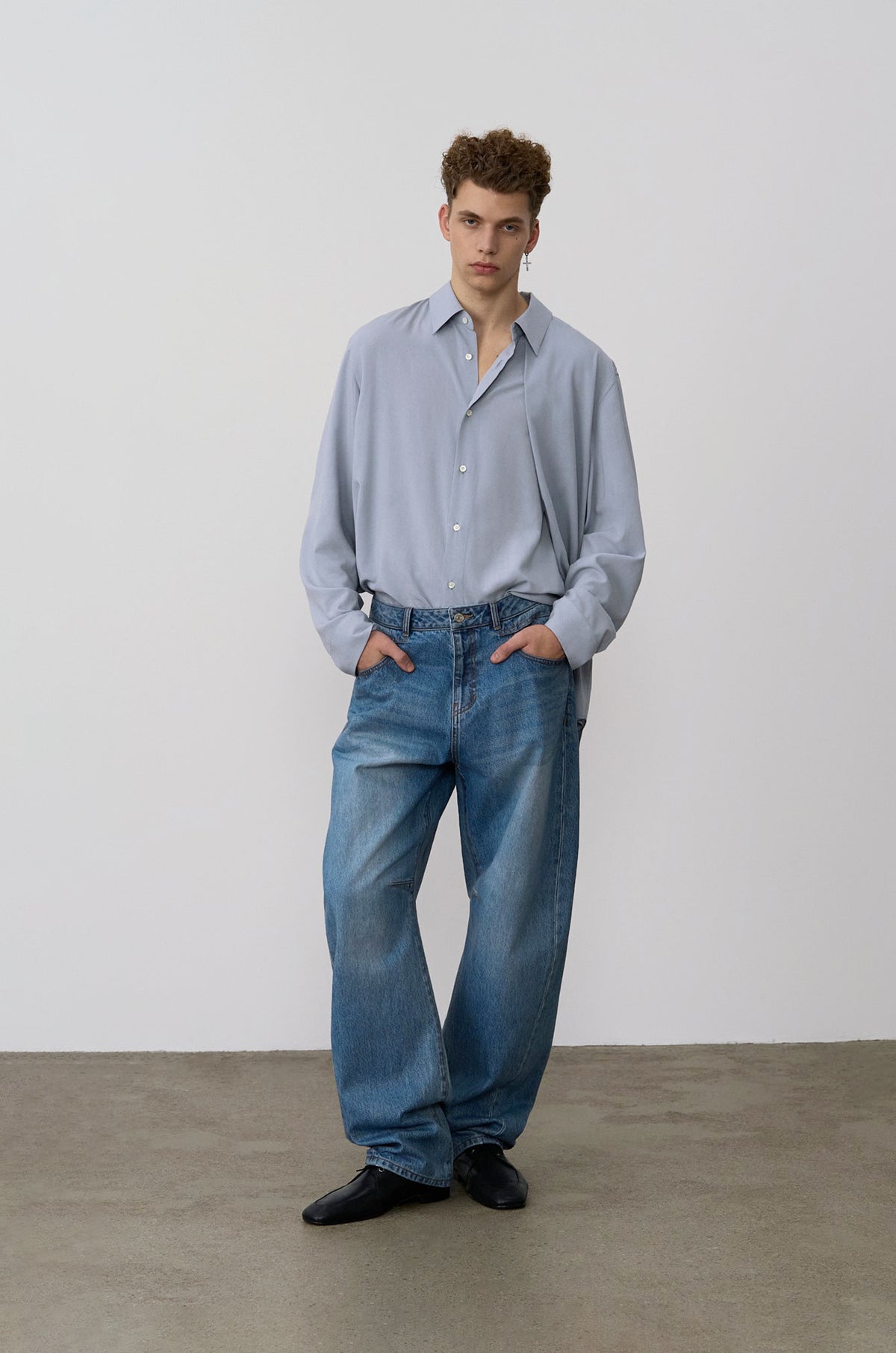 COATED BAGGY DENIM PANTS
