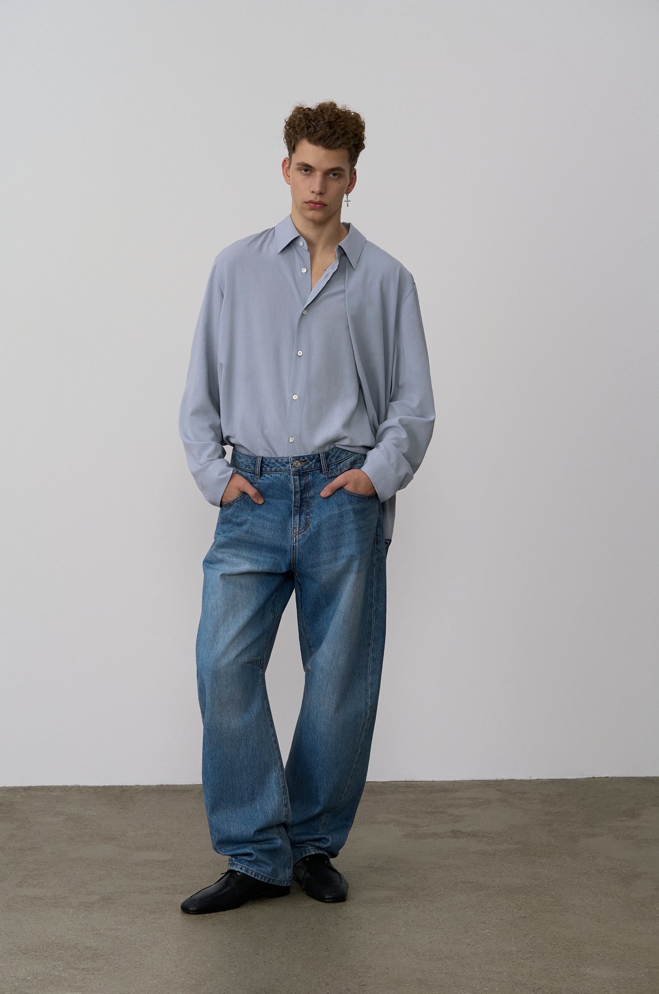 COATED BAGGY DENIM PANTS