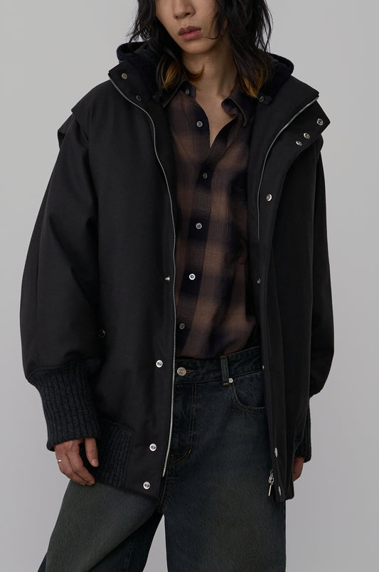 KNIT-HOOD DOWN JACKET
