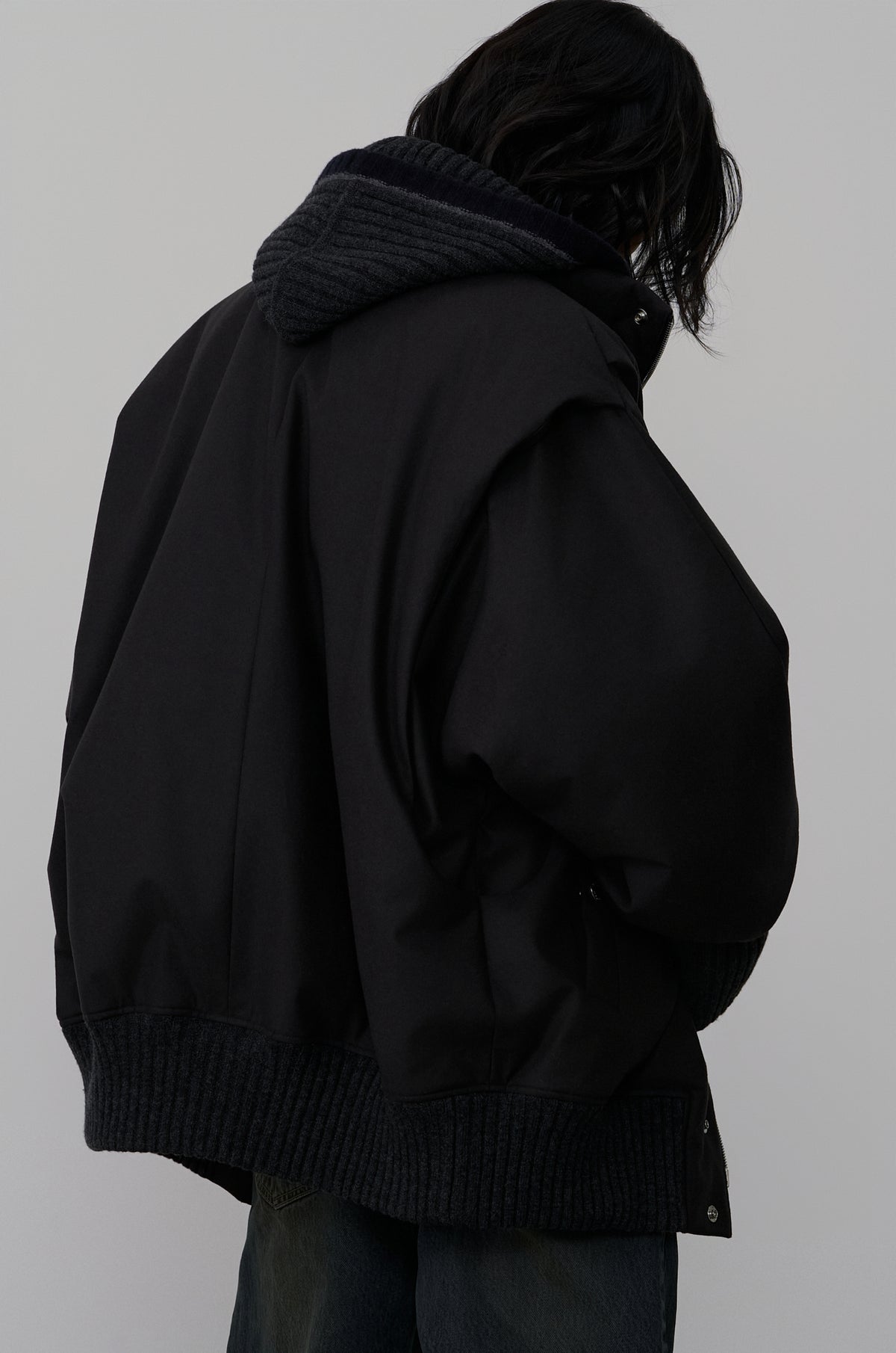 KNIT-HOOD DOWN JACKET