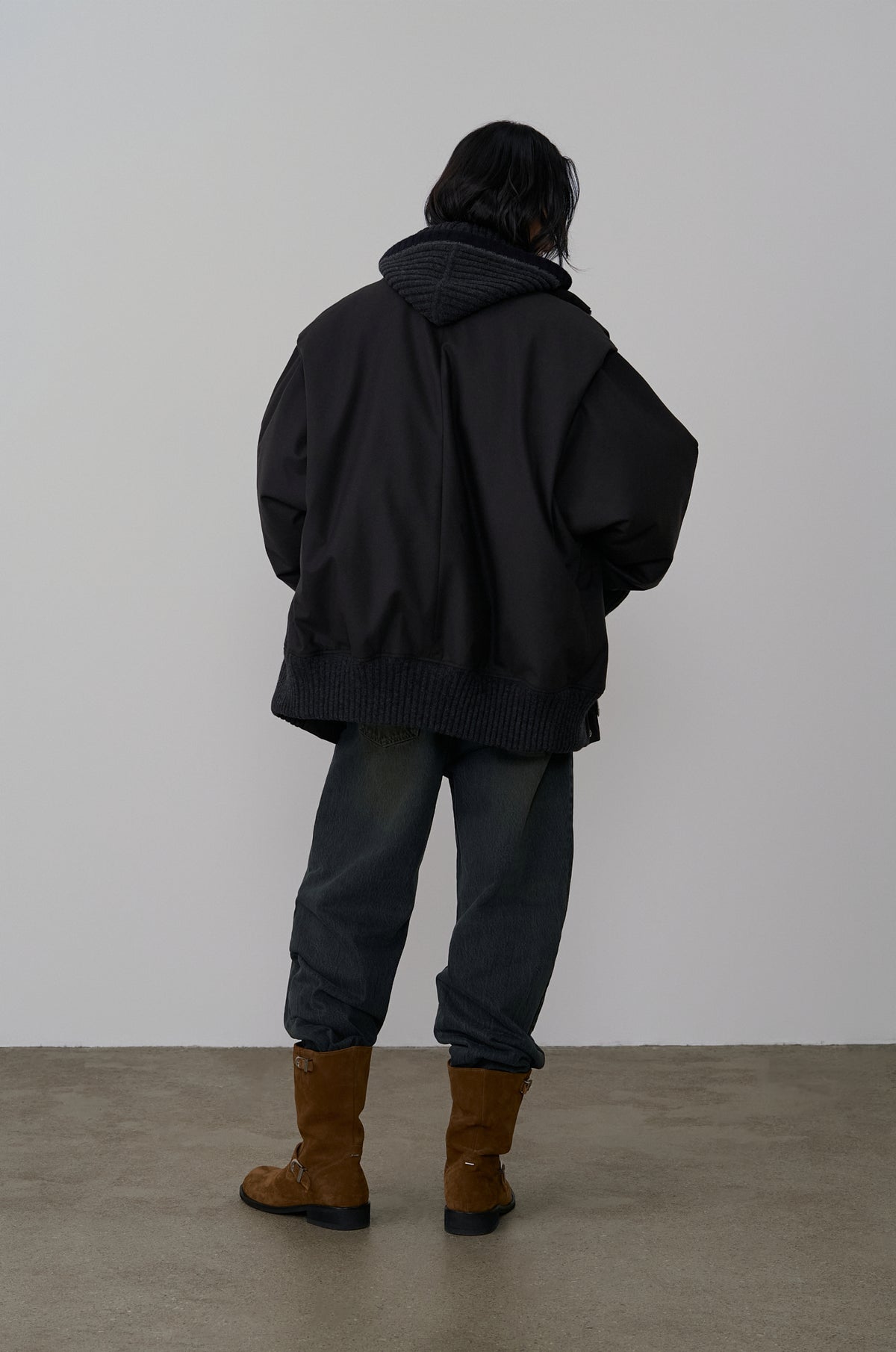 KNIT-HOOD DOWN JACKET