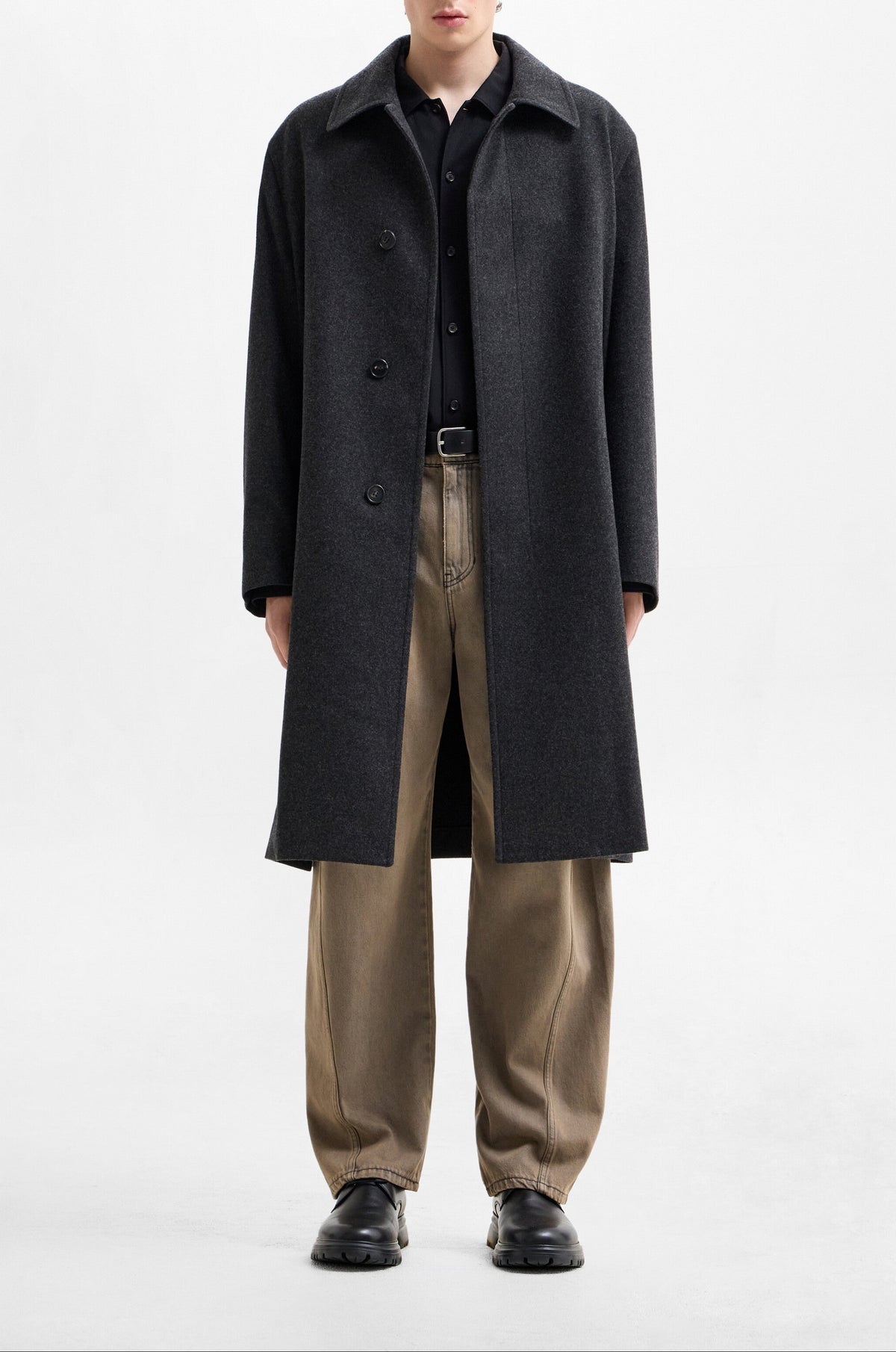 CASHMERE-BLEND HIDDEN-BUTTON COAT