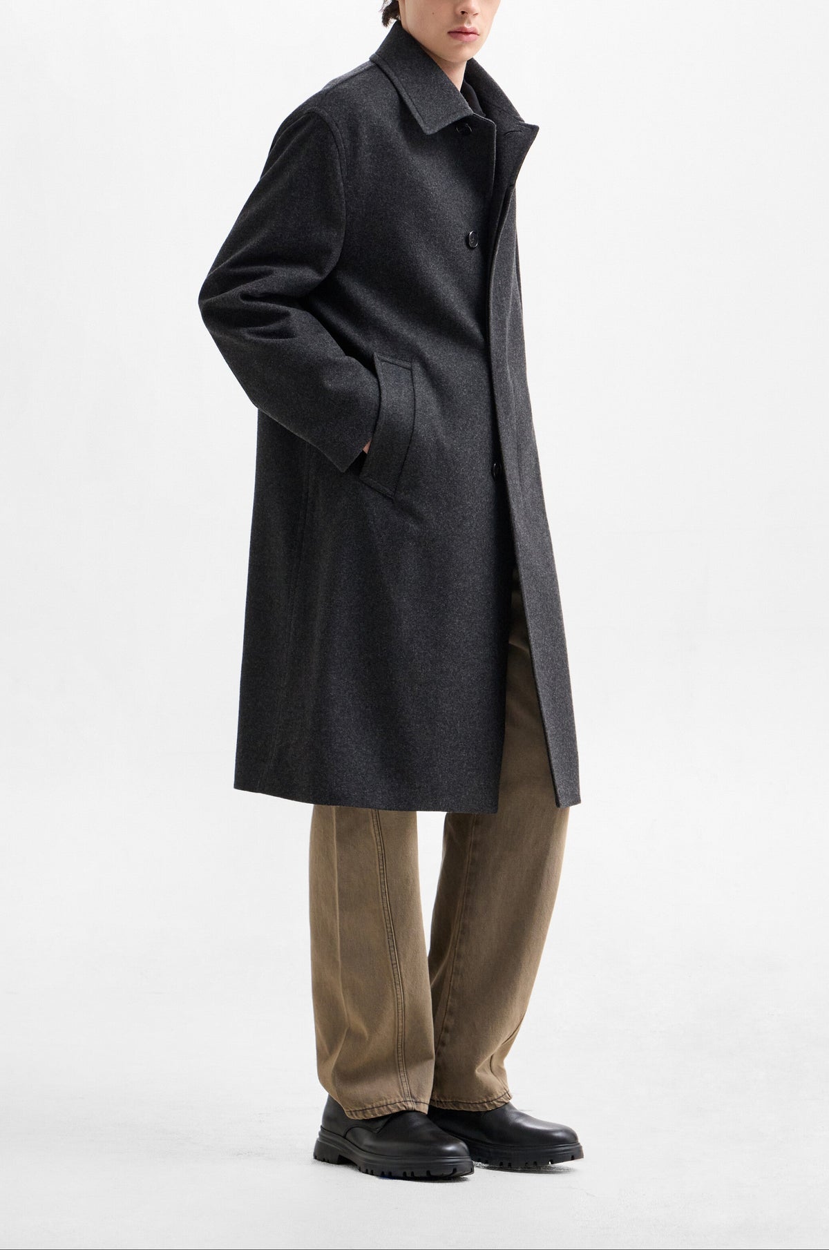 CASHMERE-BLEND HIDDEN-BUTTON COAT