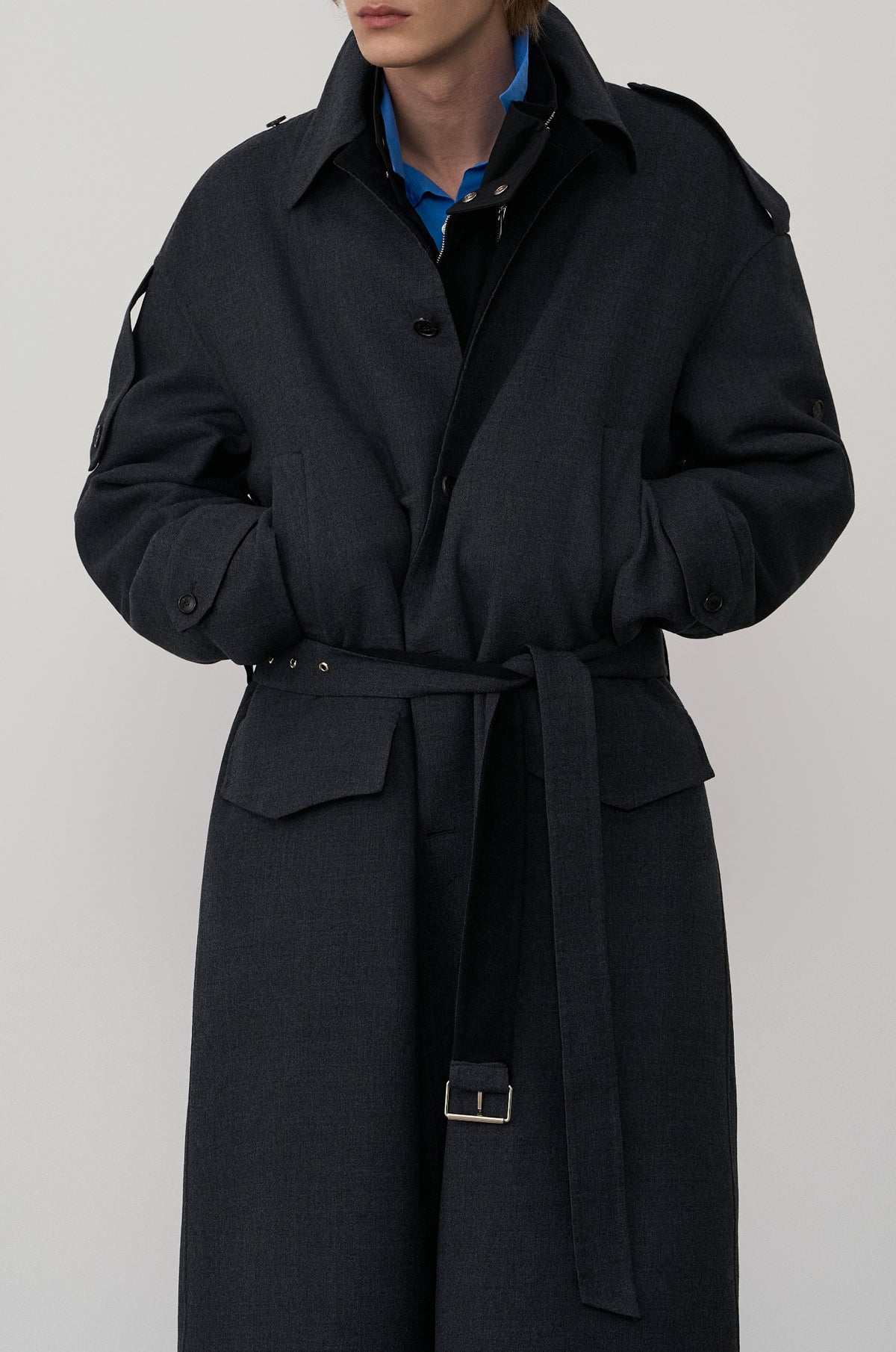 WOOL SINGLE-BREASTED TRENCH COAT