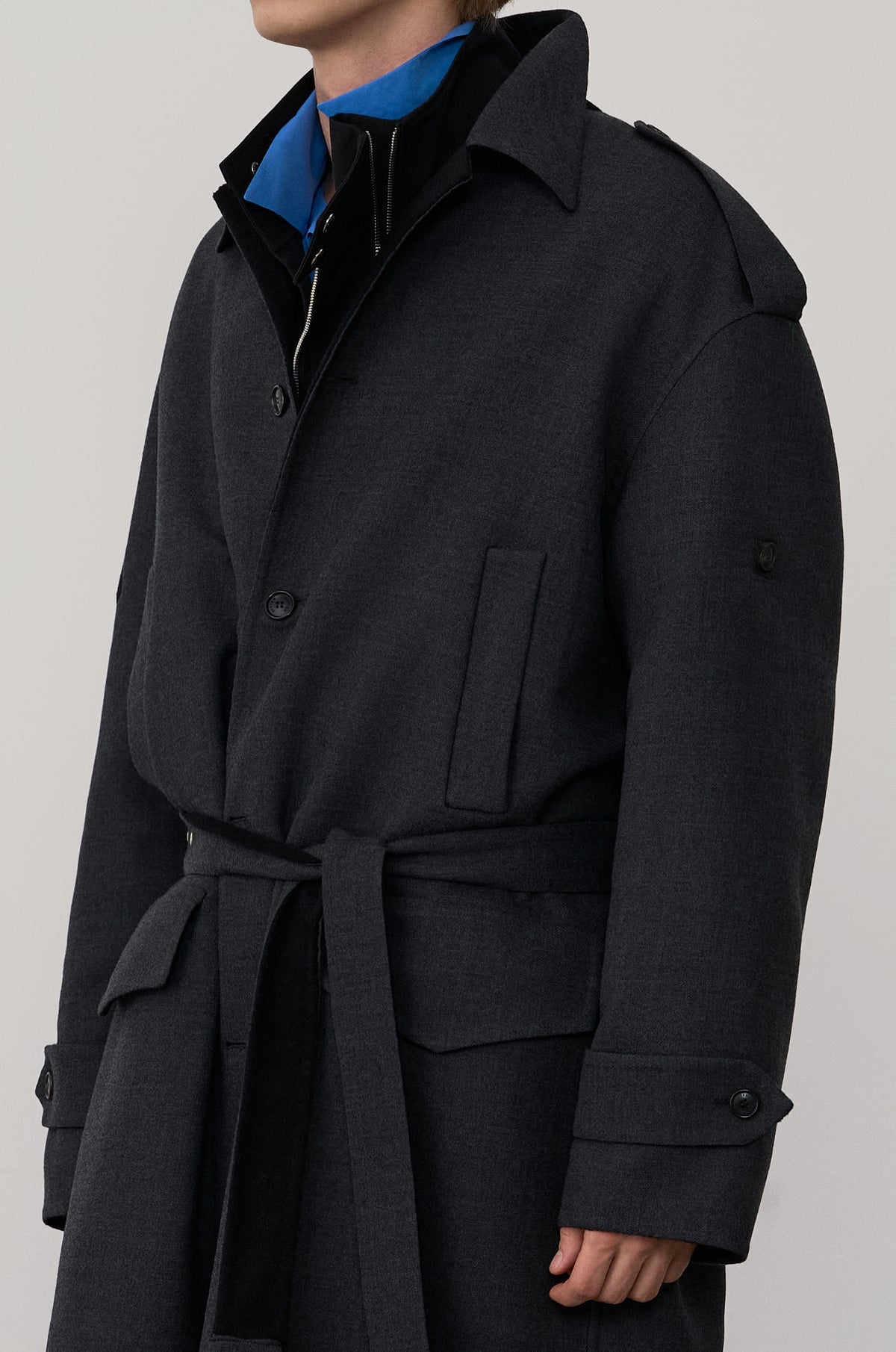 WOOL SINGLE-BREASTED TRENCH COAT