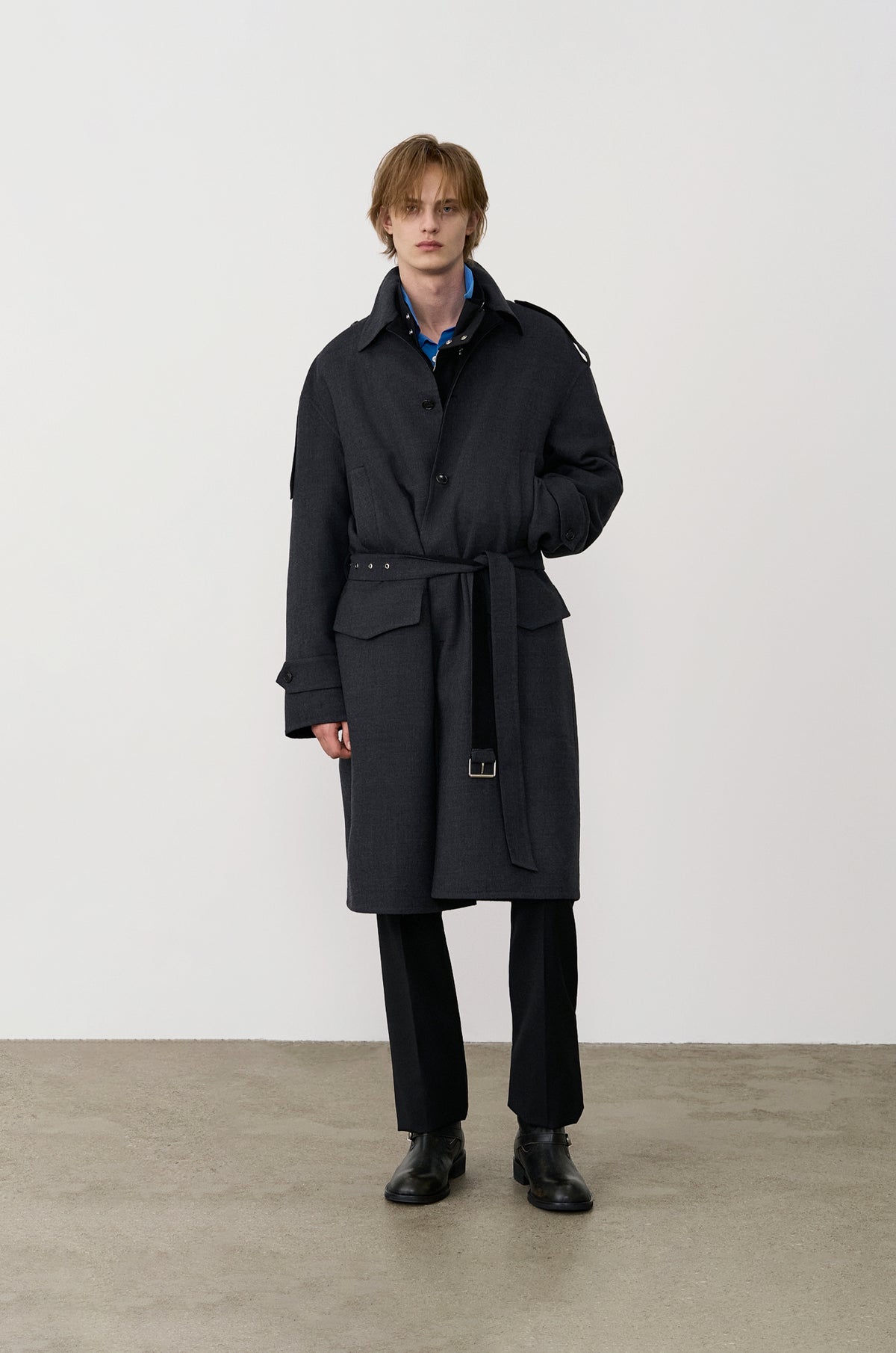 WOOL SINGLE-BREASTED TRENCH COAT