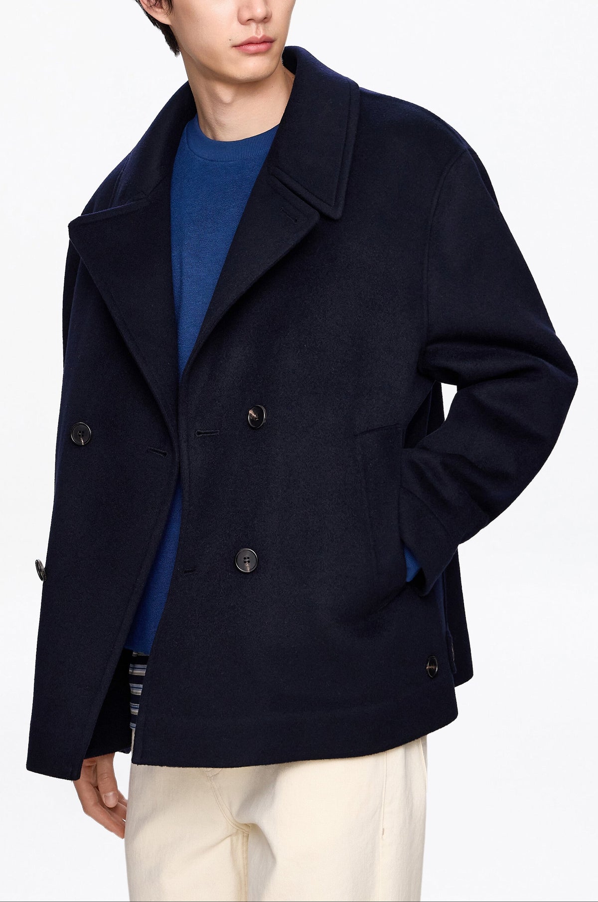 WOOL-CASHMERE DOUBLE-BREASTED PEACOAT