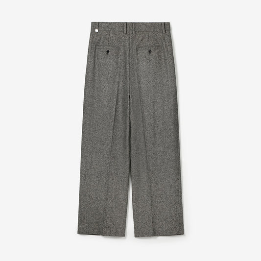 TEXTURED WOOL DOUBLE TUCKED WIDE PANTS