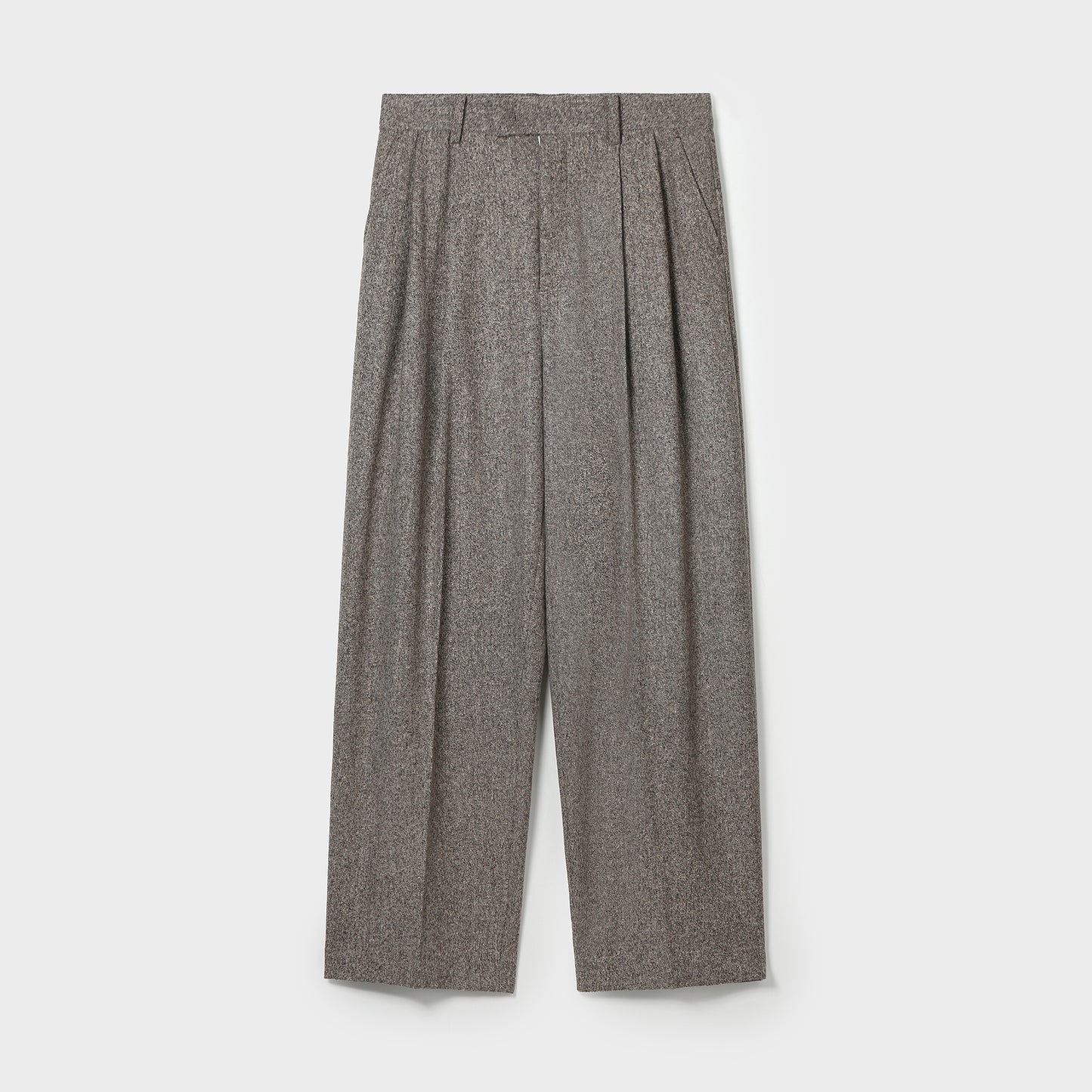 TEXTURED WOOL DOUBLE TUCKED WIDE PANTS