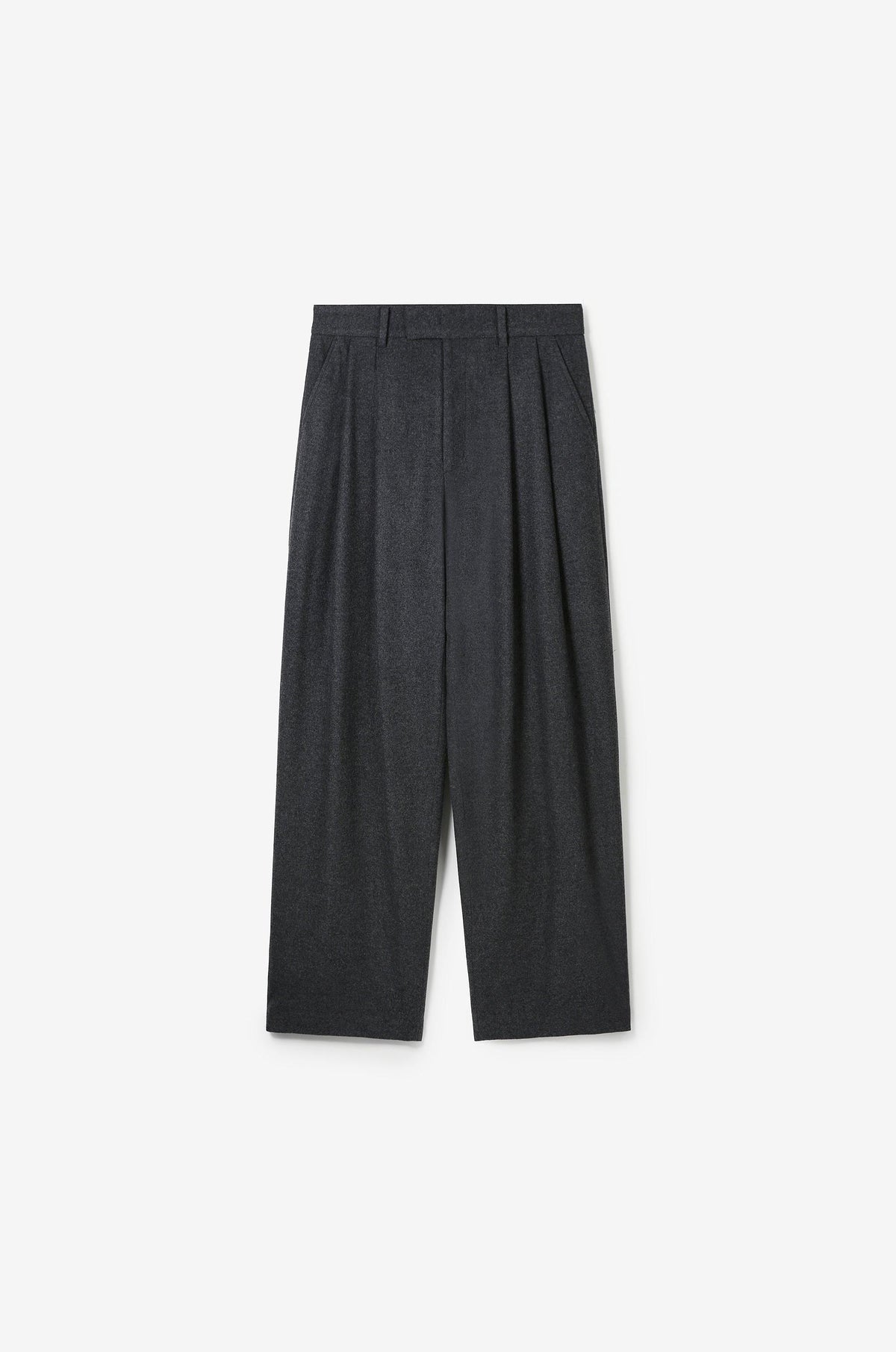 WOOL DOUBLE TUCKED WIDE PANTS