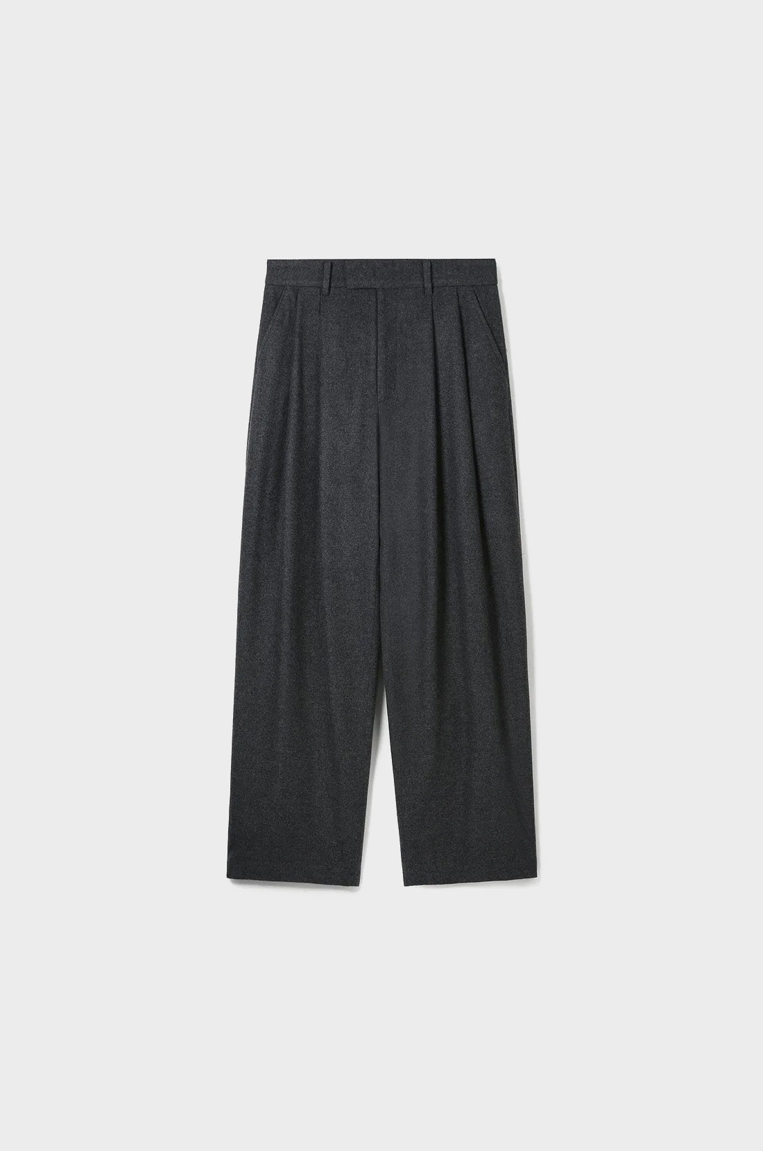 WOOL DOUBLE TUCKED WIDE PANTS