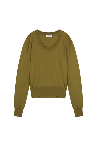 Deep U-Neck Knit Top