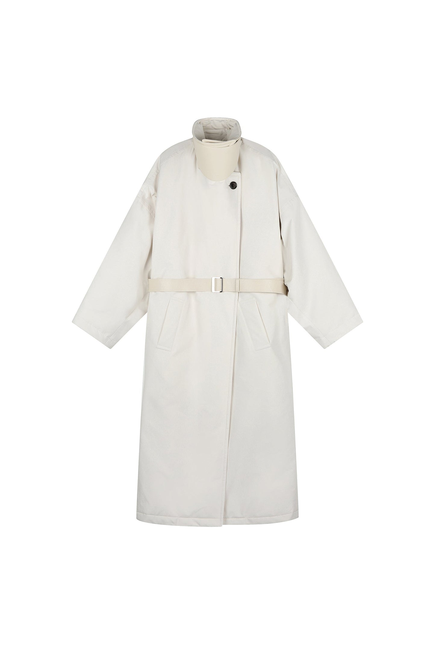 Women Padded Long Trench Coat With Belt