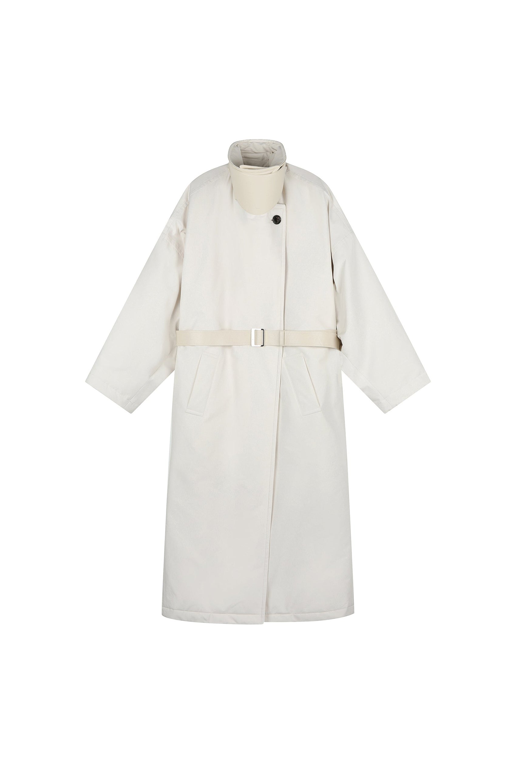 Women Padded Long Trench Coat With Belt