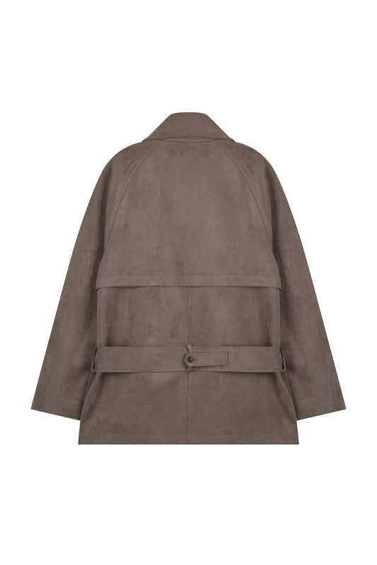 Low-Waist Classic Suede Trench Coat