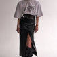 Straight Fit Long Leather Skirt With Belt