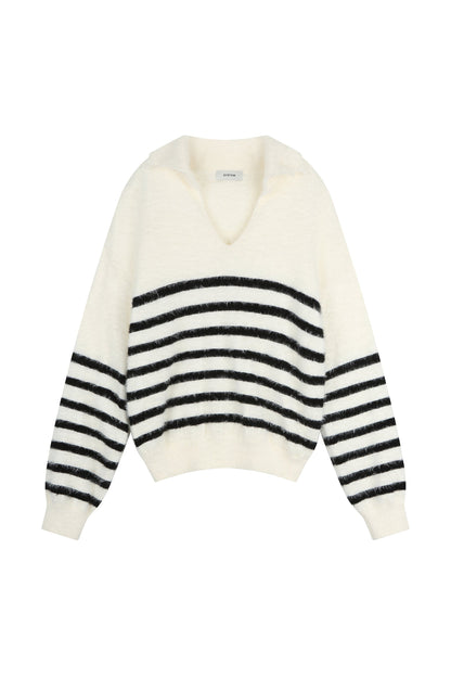 Mohair Striped Knit Top