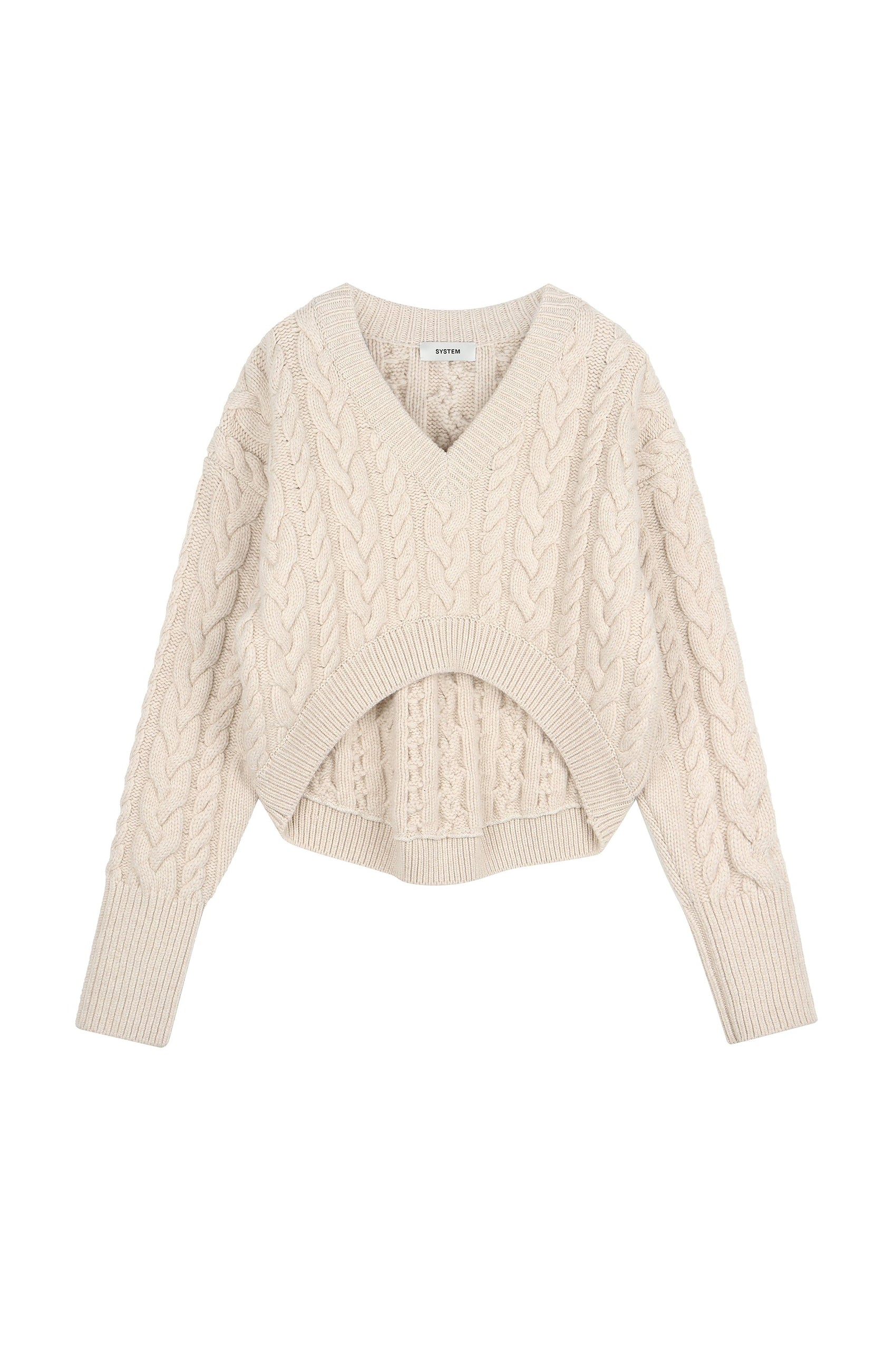 Cabled V-Neck Knit Top