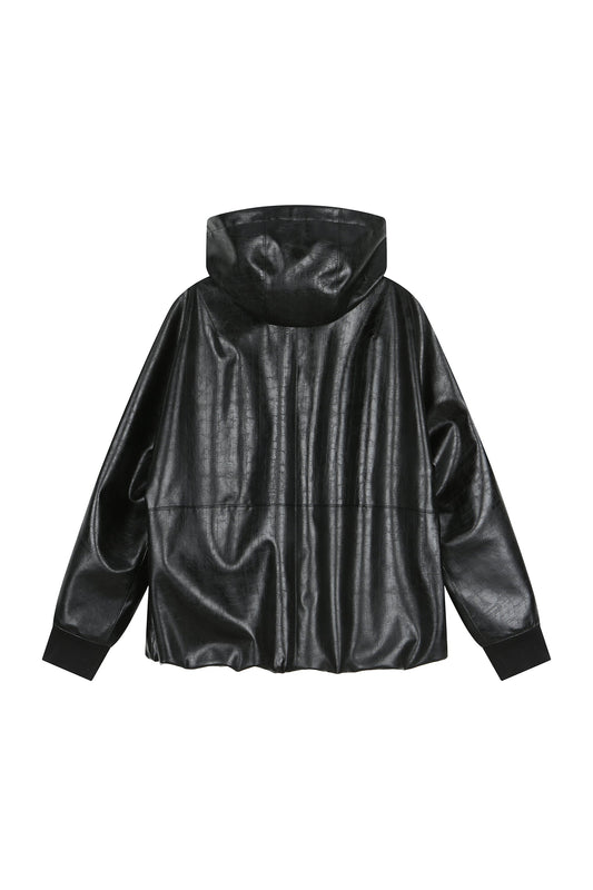 Leather Hood Jumper