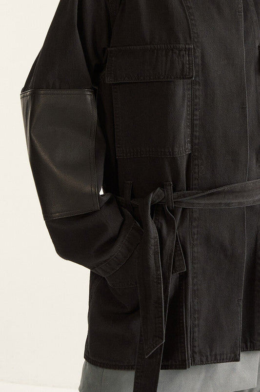 Dropped Waist Utility Denim Jacket