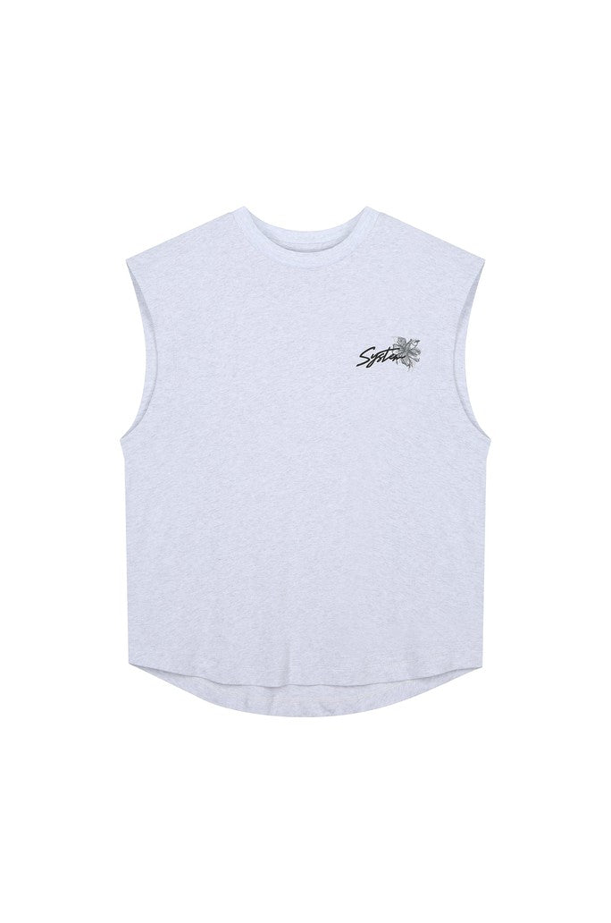 Back Lettering Printed Sleeveless T-Shirt