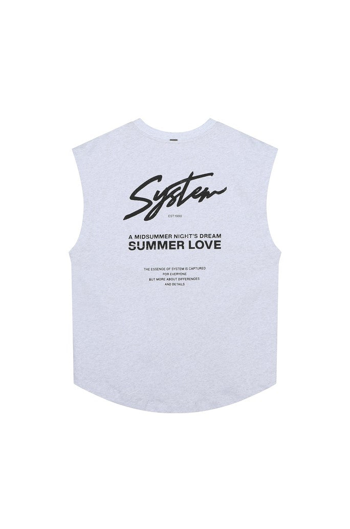 Back Lettering Printed Sleeveless T-Shirt