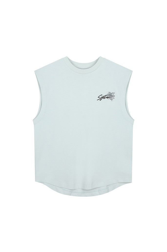 Back Lettering Printed Sleeveless T-Shirt