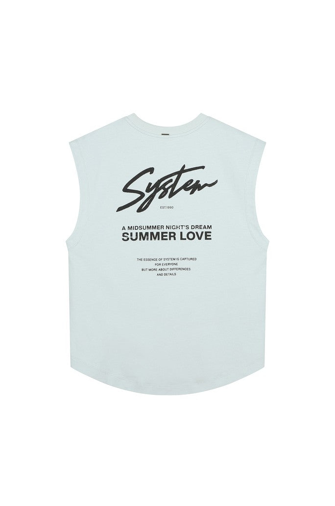 Back Lettering Printed Sleeveless T-Shirt