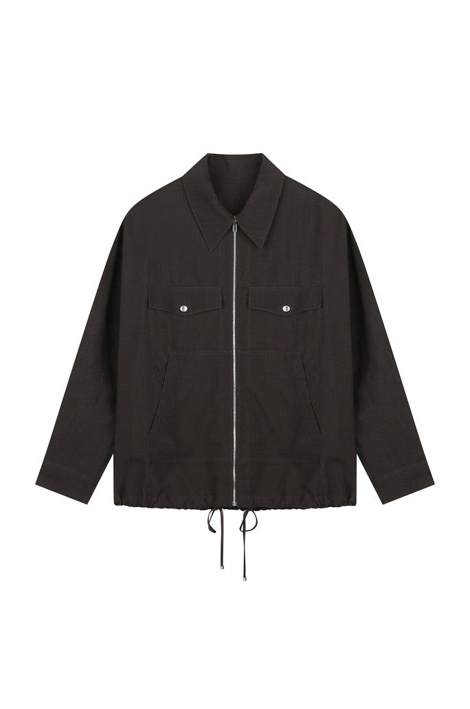 Drawstring Zip-Up Jacket