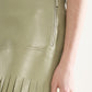 Textured Leather Midi Skirt