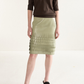 Textured Leather Midi Skirt