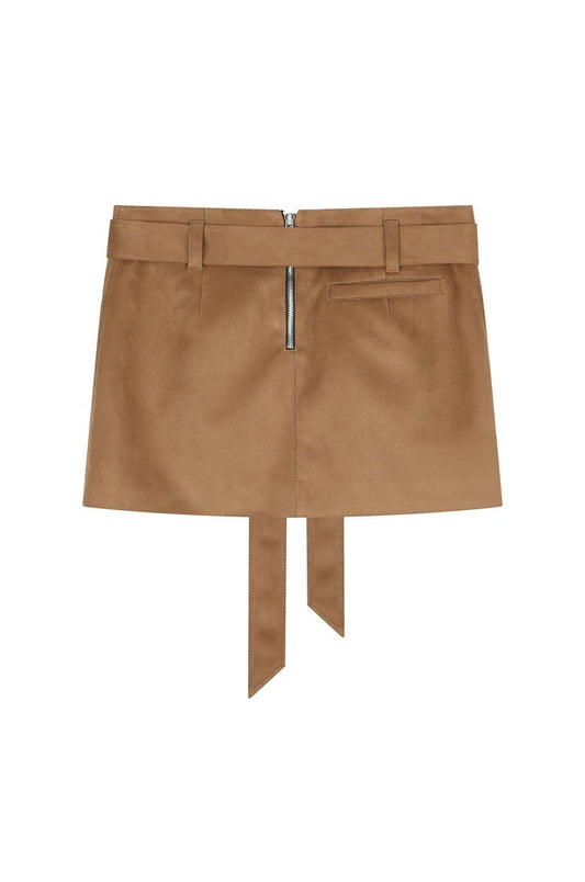 Patched Pocket Suede Cargo Mini Skirt