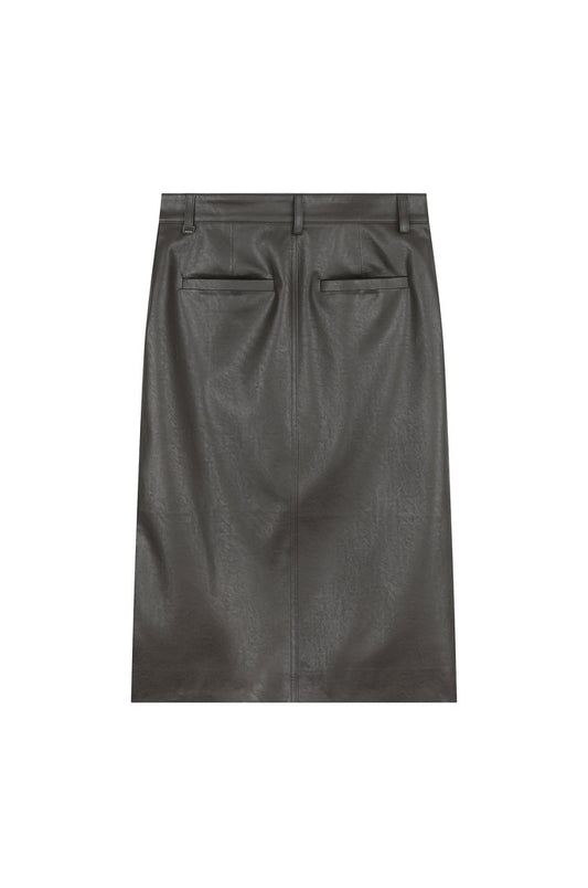 Front Slit Leather Skirt