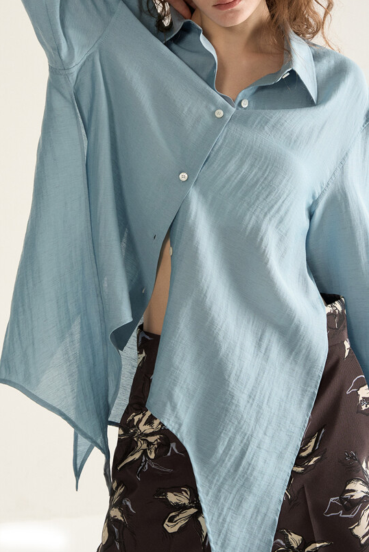 Side Slit Tie Shirt