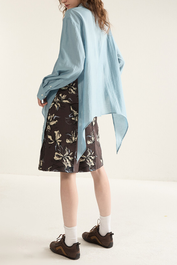 Side Slit Tie Shirt