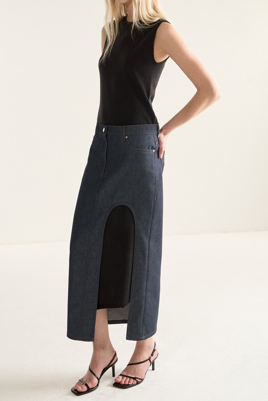 Deep Side Slit Sleeveless Knit Dress