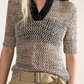 Metallic Contrast Knit Top
