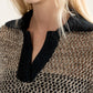 Metallic Contrast Knit Top