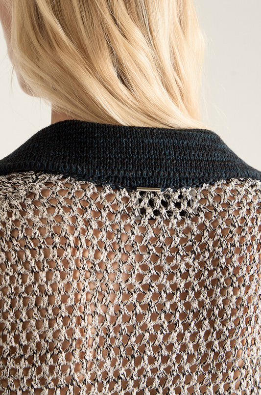 Metallic Contrast Knit Top