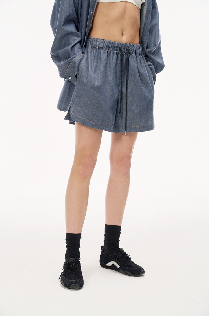 String Denim Shorts