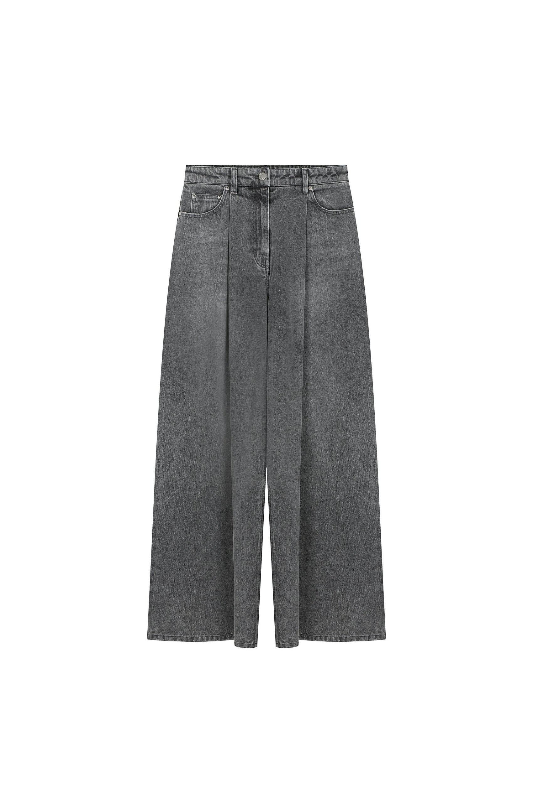 Tucked Loose Fit Denim Pants