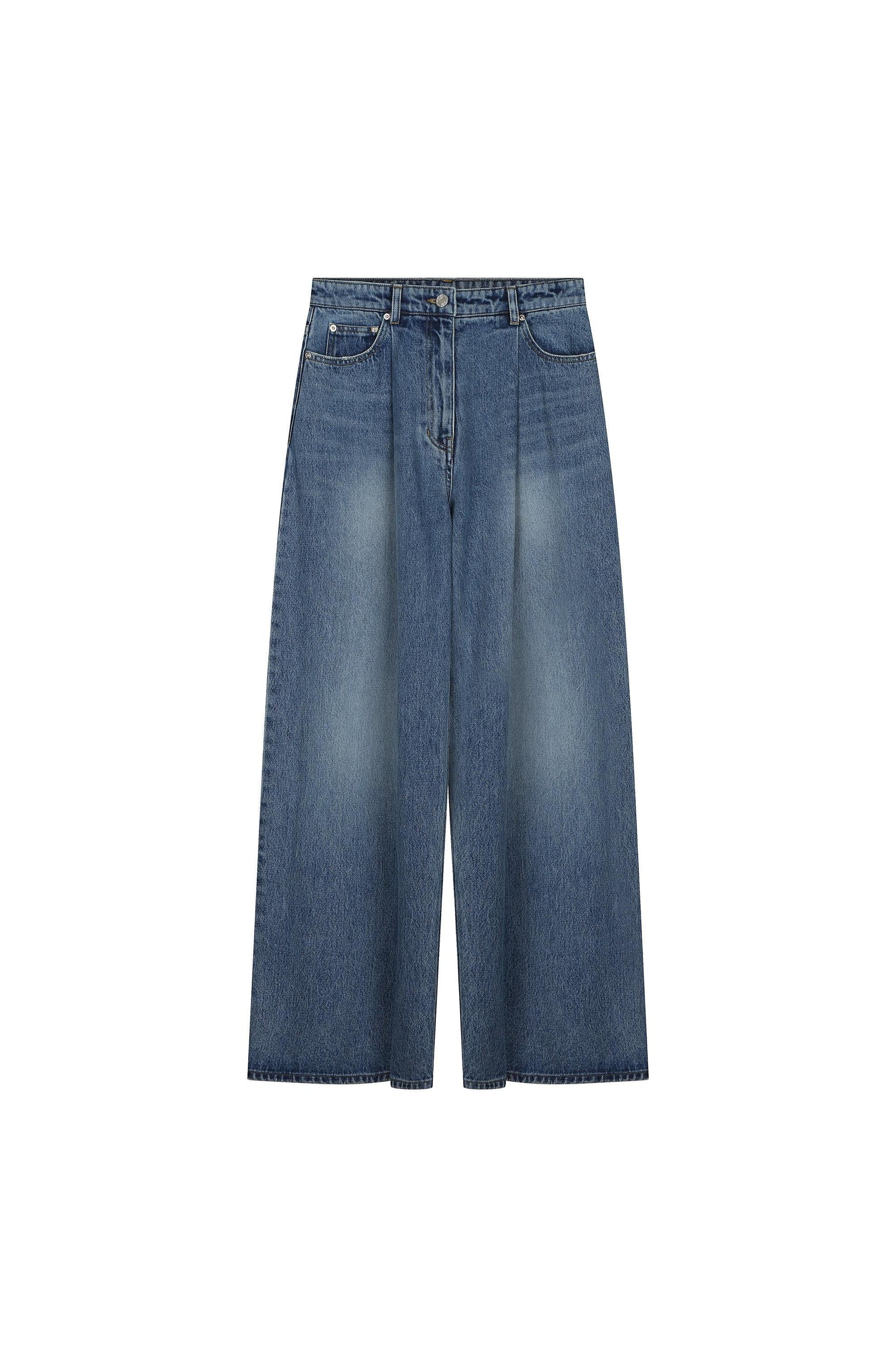 Tucked Loose Fit Denim Pants